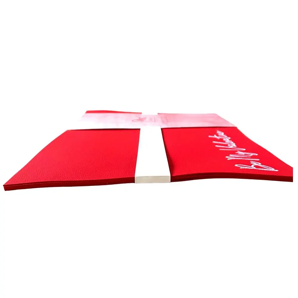 Faux Leather Valentines Day Placemats Red & White Embroidered 13x19 Set of 4 New